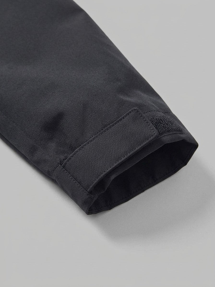 Chieri Men's Lightweight Hooded Rain Jacket — black — detail-collar