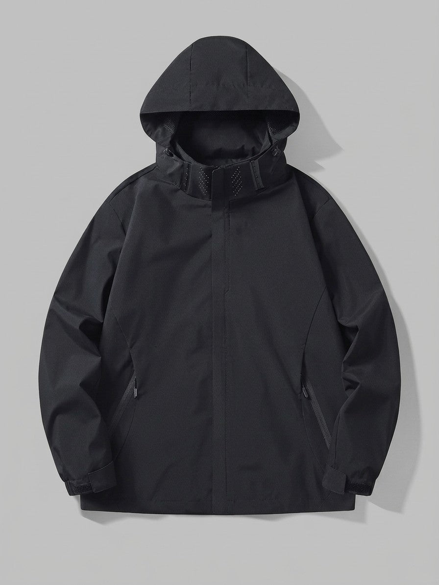 Chieri Men's Lightweight Hooded Rain Jacket — black — packshot