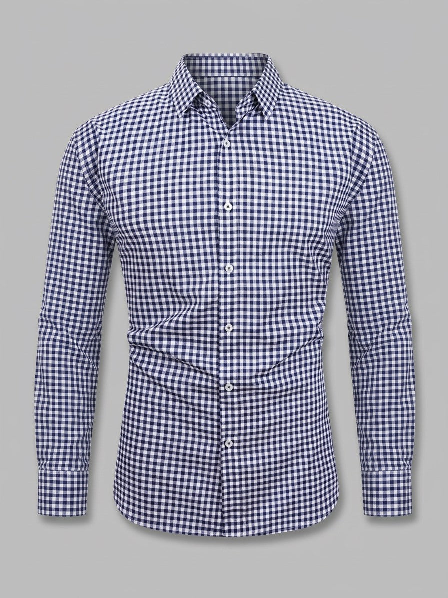 Chieti Men's Gingham Long-Sleeve Shirt — dustyblue — packshot