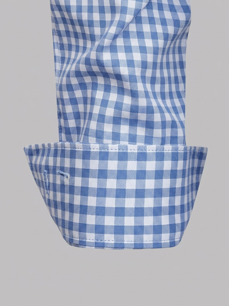 Chieti Men's Gingham Long-Sleeve Shirt — lightblue — detail-2