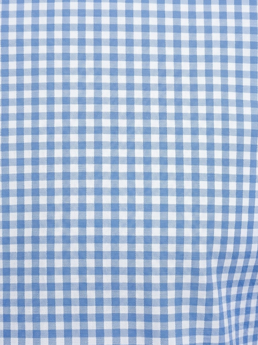 Chieti Men's Gingham Long-Sleeve Shirt — lightblue — detail