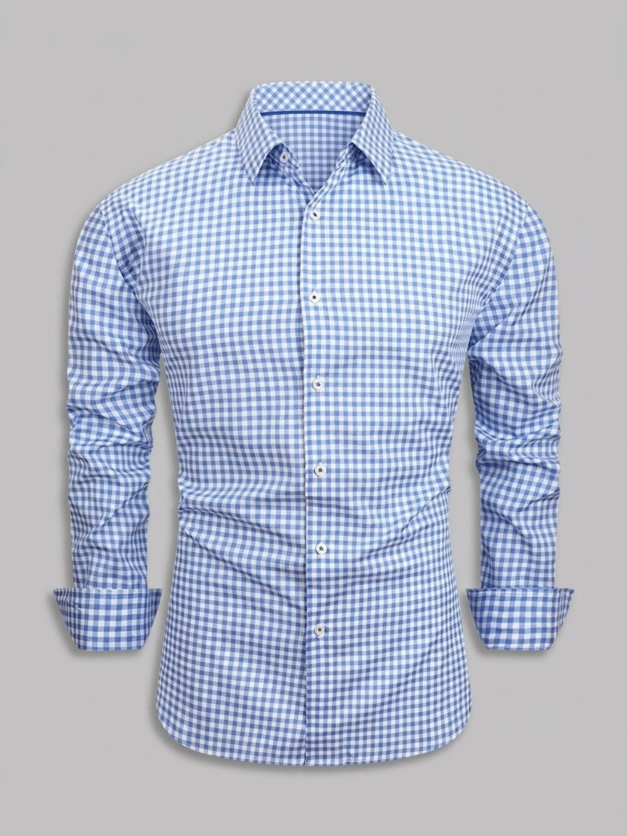 Chieti Men's Gingham Long-Sleeve Shirt — lightblue — packshot