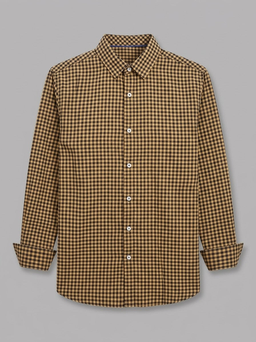 Chieti Men's Gingham Long-Sleeve Shirt — mustard — packshot