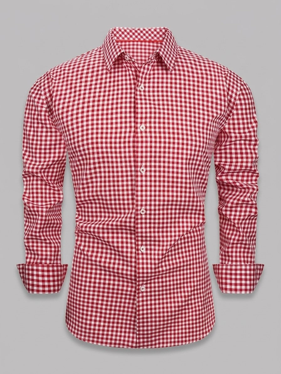 Chieti Men's Gingham Long-Sleeve Shirt — red — packshot