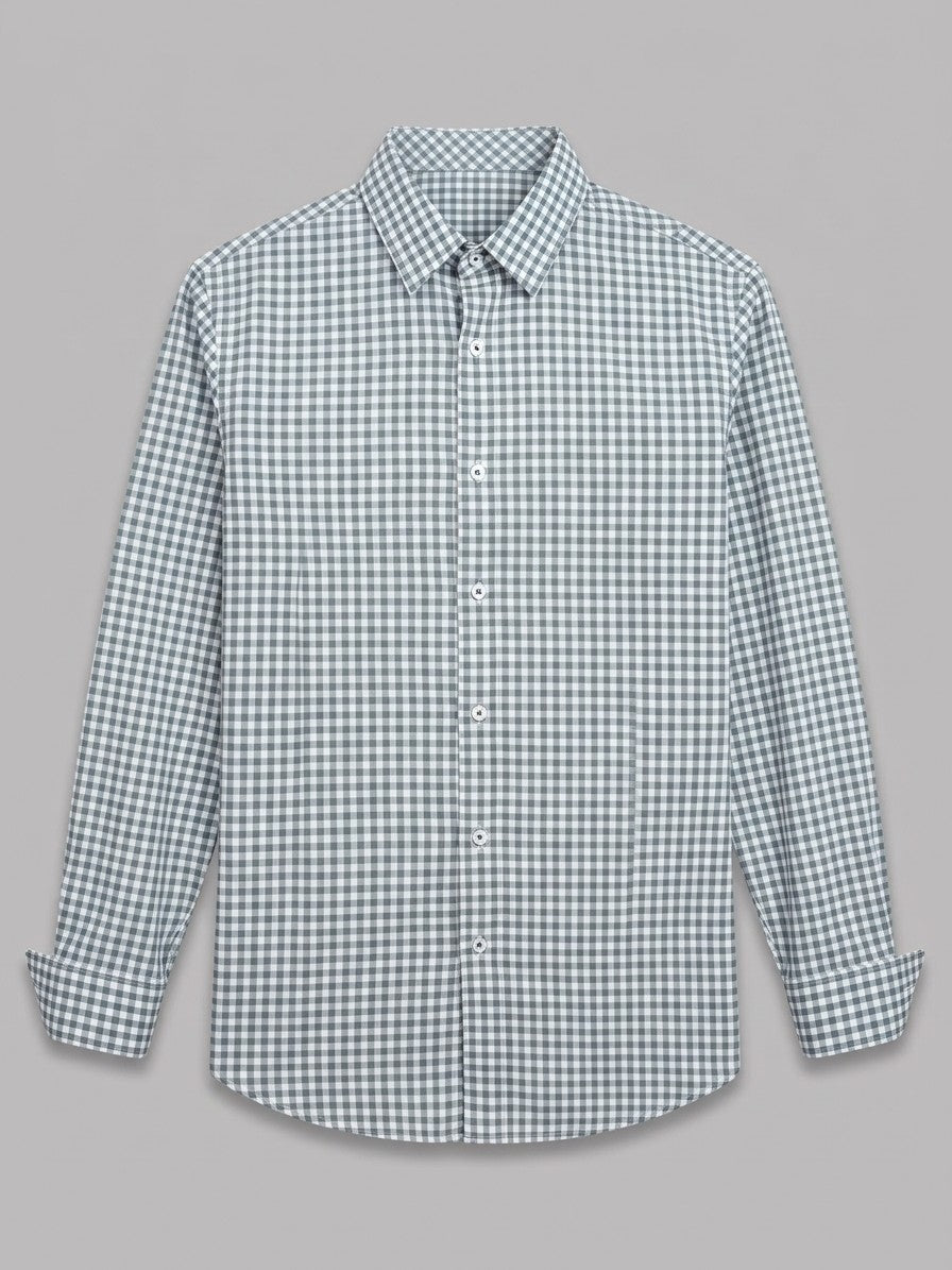 Chieti Men's Gingham Long-Sleeve Shirt — sage — packshot