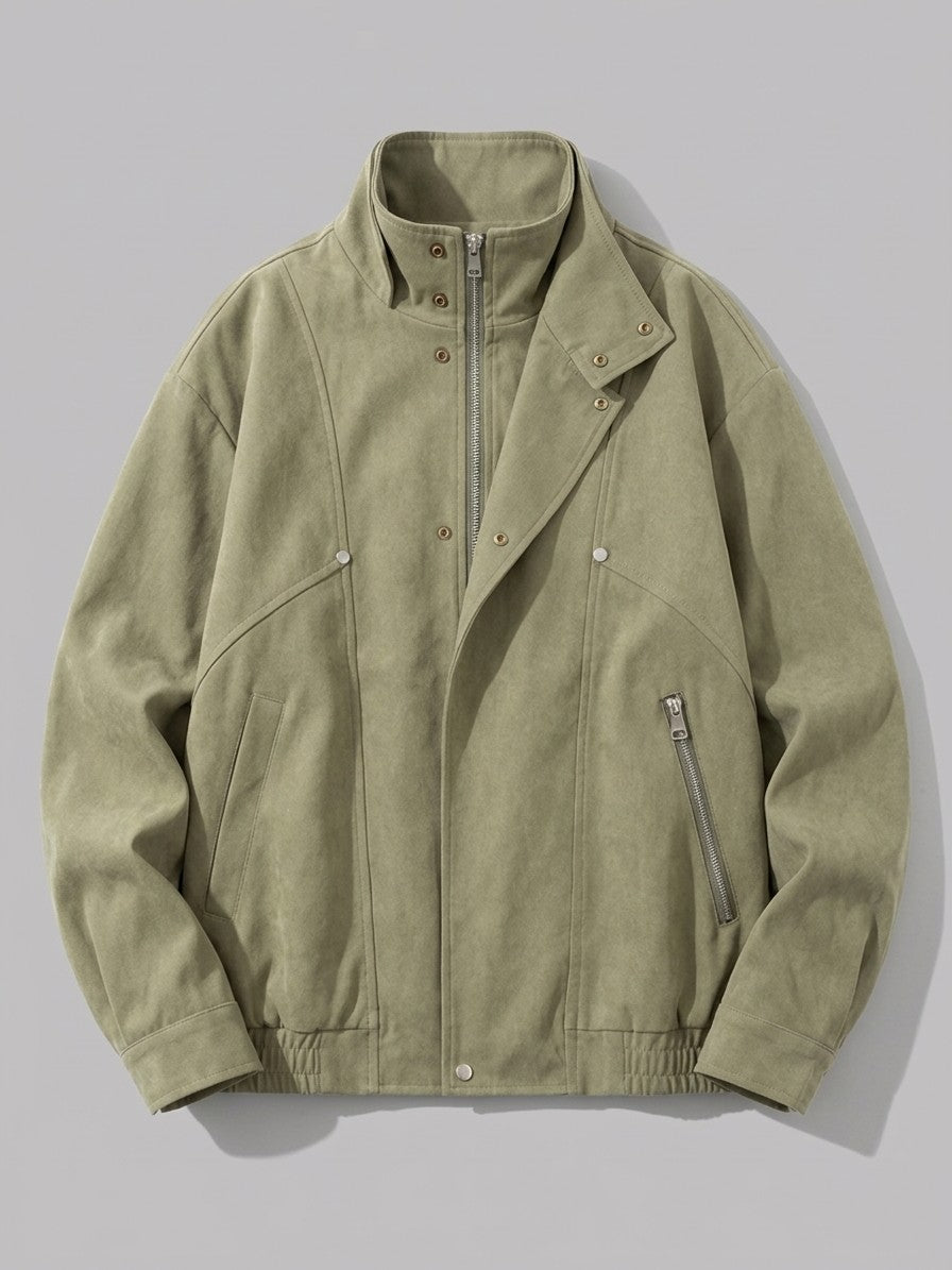 Chioggia Men's Brushed Stand-Collar Utility Jacket — militarygreen — packshot
