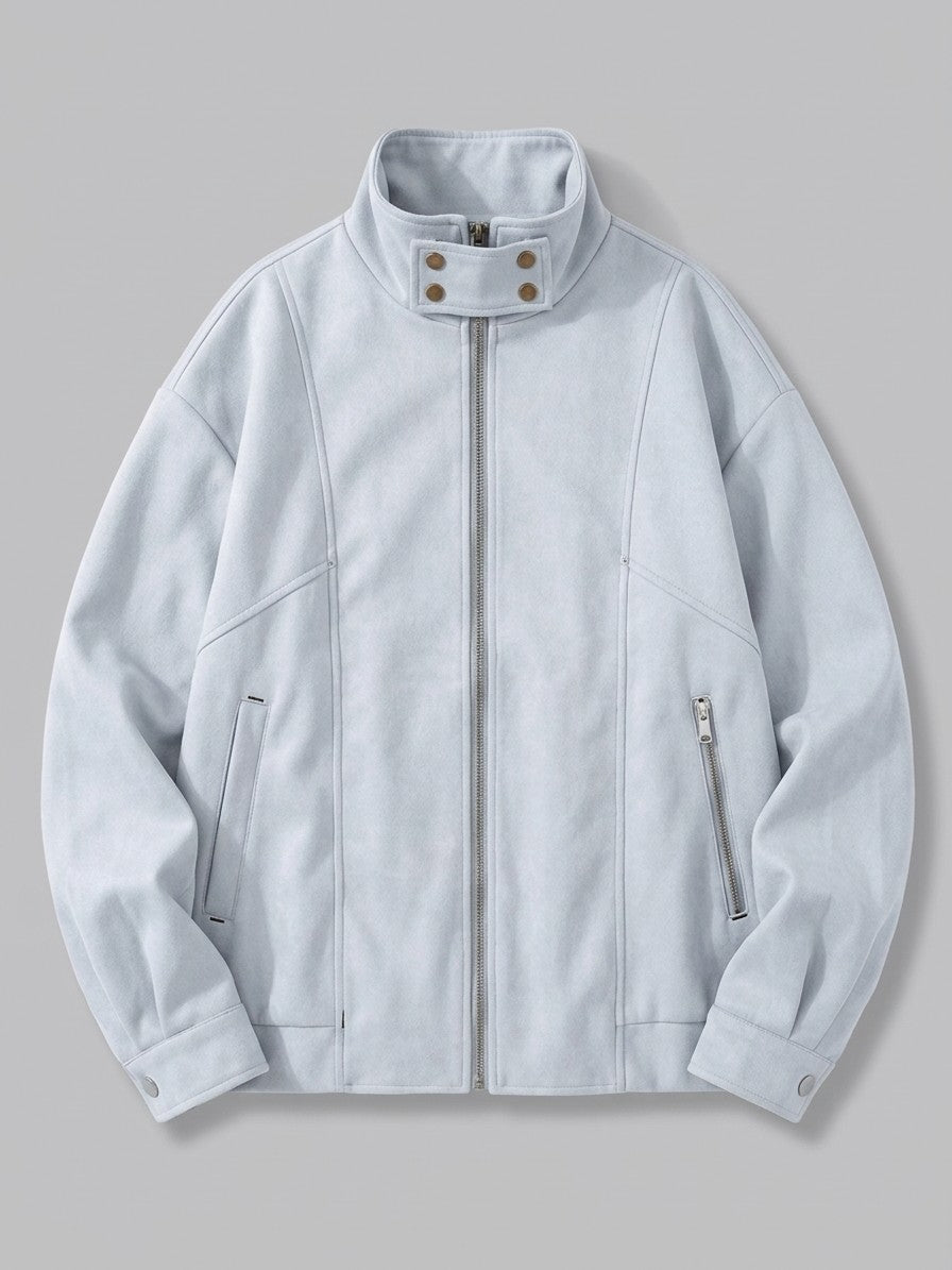 Chioggia Men's Brushed Stand-Collar Utility Jacket — whitegray — packshot