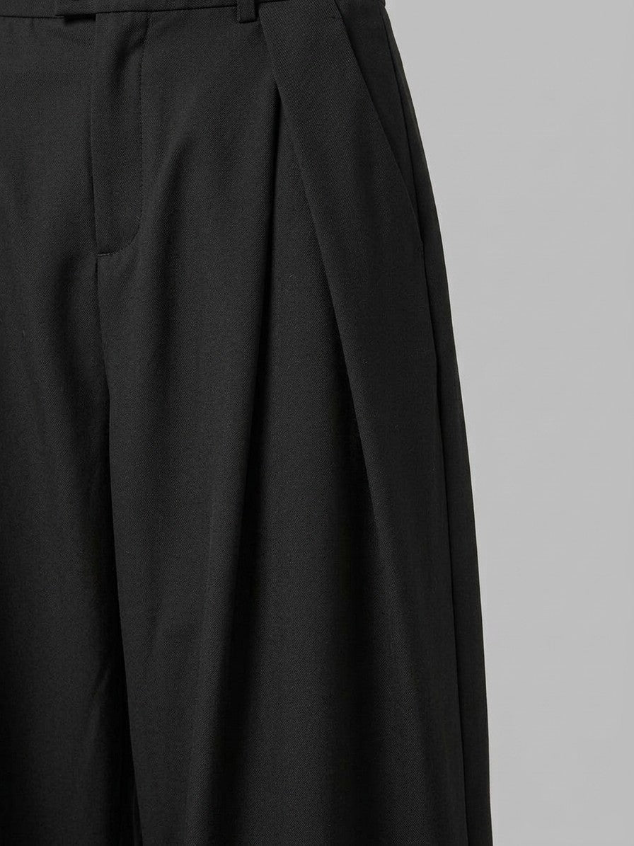 Cisterna Men's Extra-Wide Drape Pleated Trousers — black — detail-2