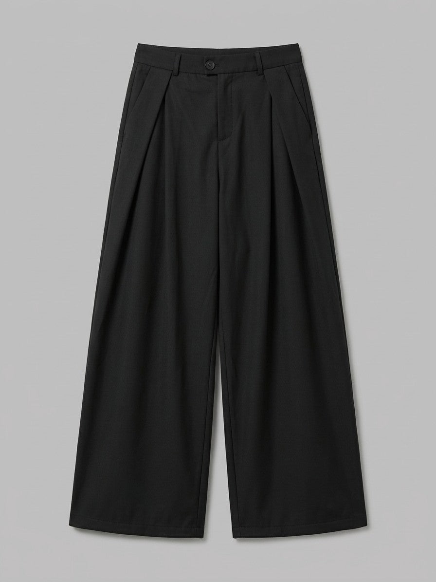 Cisterna Men's Extra-Wide Drape Pleated Trousers — black — packshot