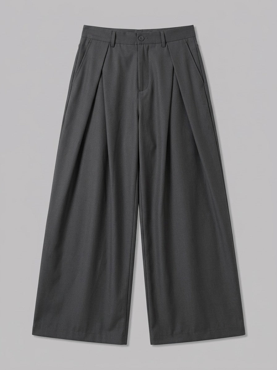 Cisterna Men's Extra-Wide Drape Pleated Trousers — charcoal — packshot