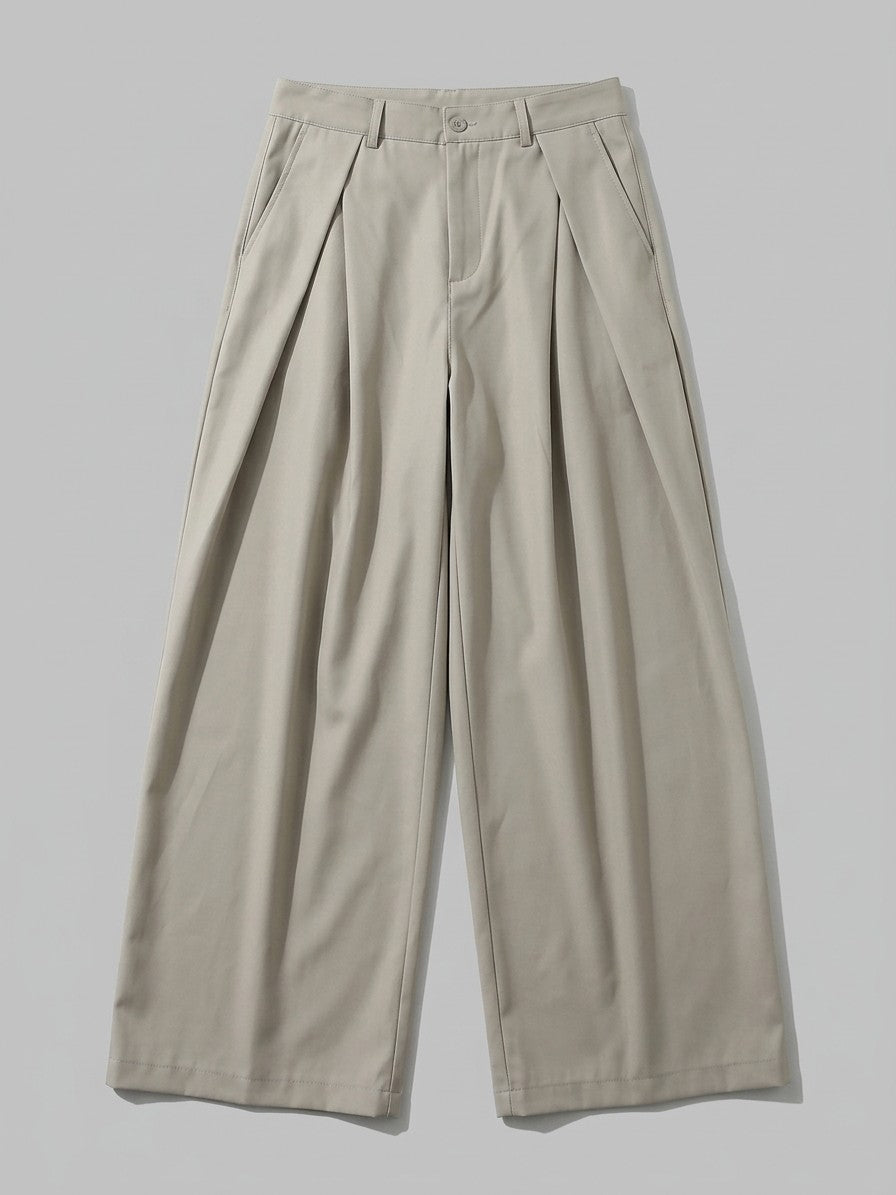 Cisterna Men's Extra-Wide Drape Pleated Trousers — stone — packshot