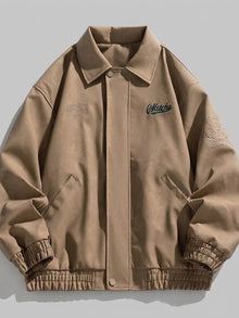 Cisternino Men's Embroidered Faux Suede Bomber Jacket