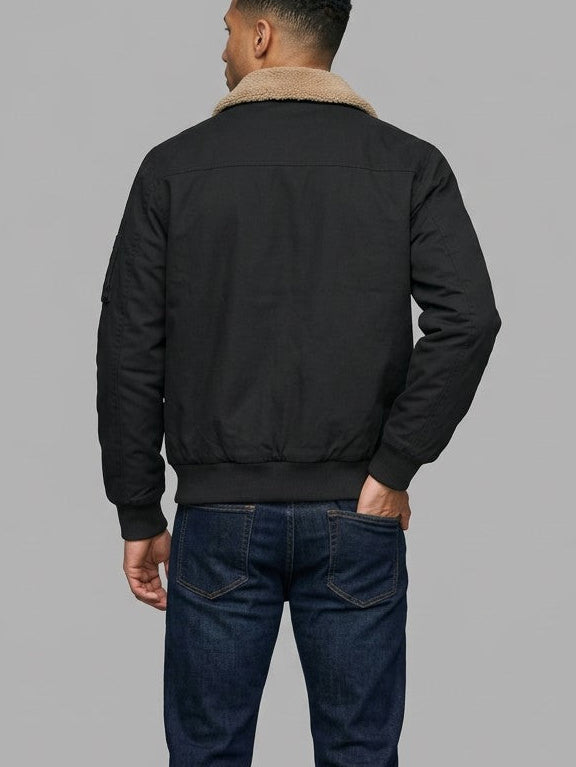 Cividale Men's Sherpa-Lined Zip Jacket — black — back