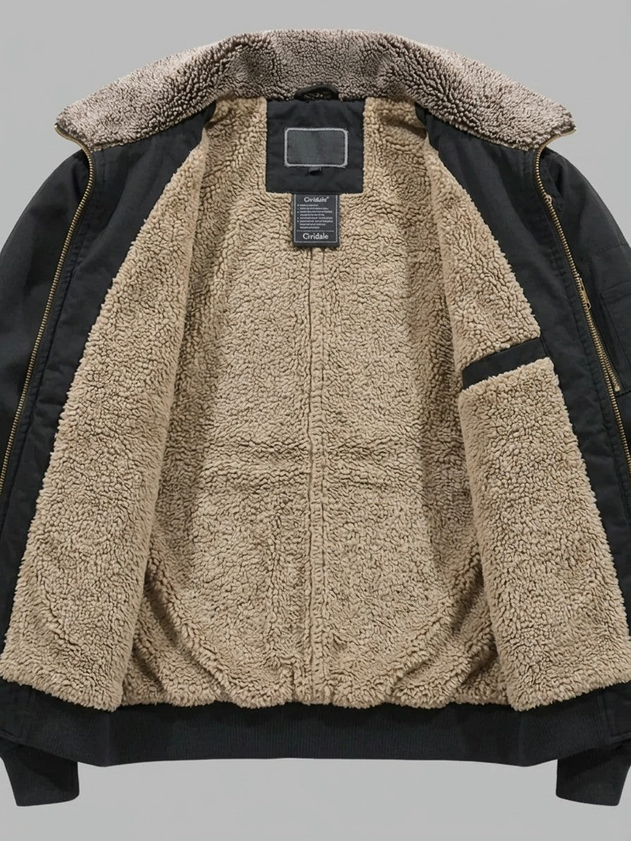 Cividale Men's Sherpa-Lined Zip Jacket — black — detail-alt