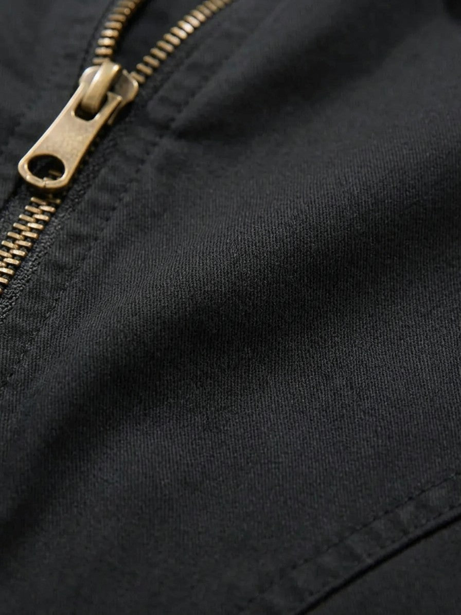 Cividale Men's Sherpa-Lined Zip Jacket — black — detail