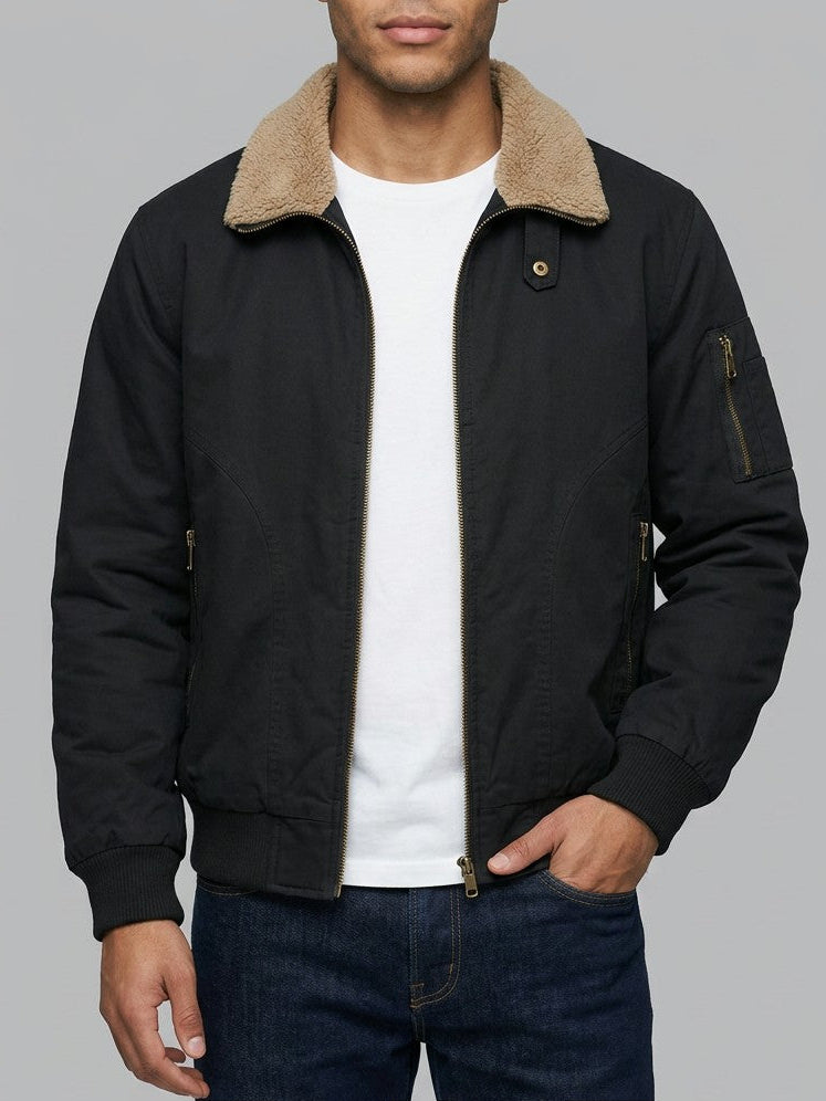 Cividale Men's Sherpa-Lined Zip Jacket — black — front