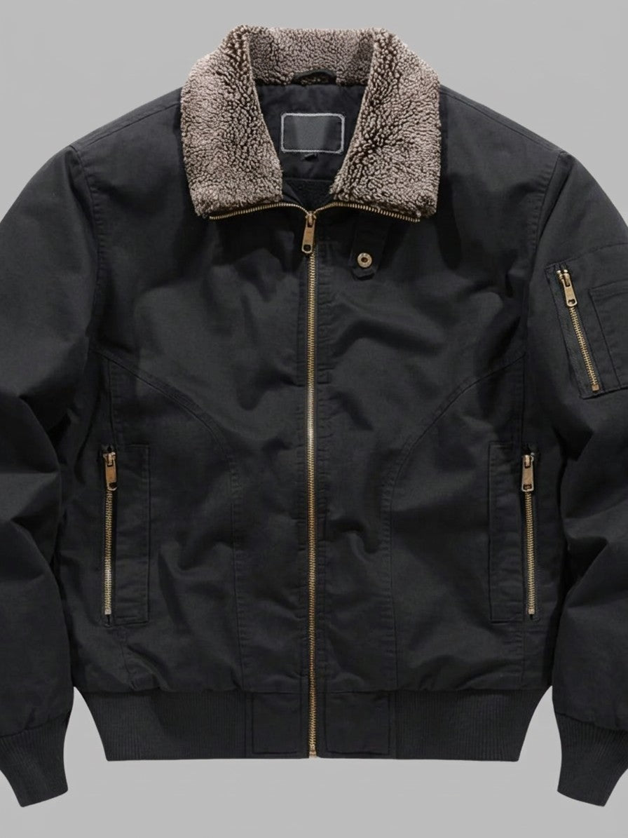 Cividale Men's Sherpa-Lined Zip Jacket — black — packshot
