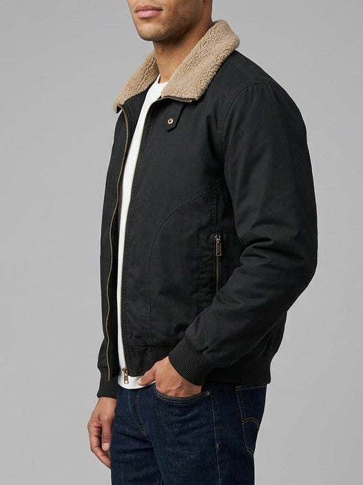 Cividale Men's Sherpa-Lined Zip Jacket — black — side