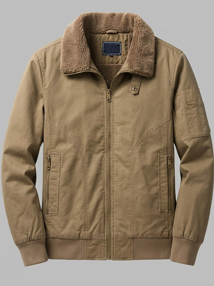 Cividale Men's Sherpa-Lined Zip Jacket — khaki — packshot