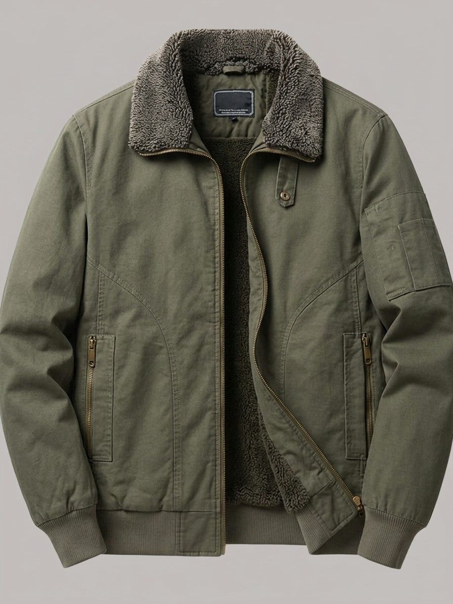 Cividale Men's Sherpa-Lined Zip Jacket — militarygreen — packshot