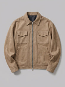 Civitavecchia Men's Four-Pocket Zip Faux Suede Jacket