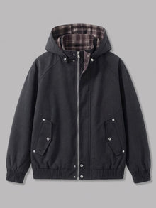 Clusone Men's Plaid-Lined Hooded Bomber Jacket