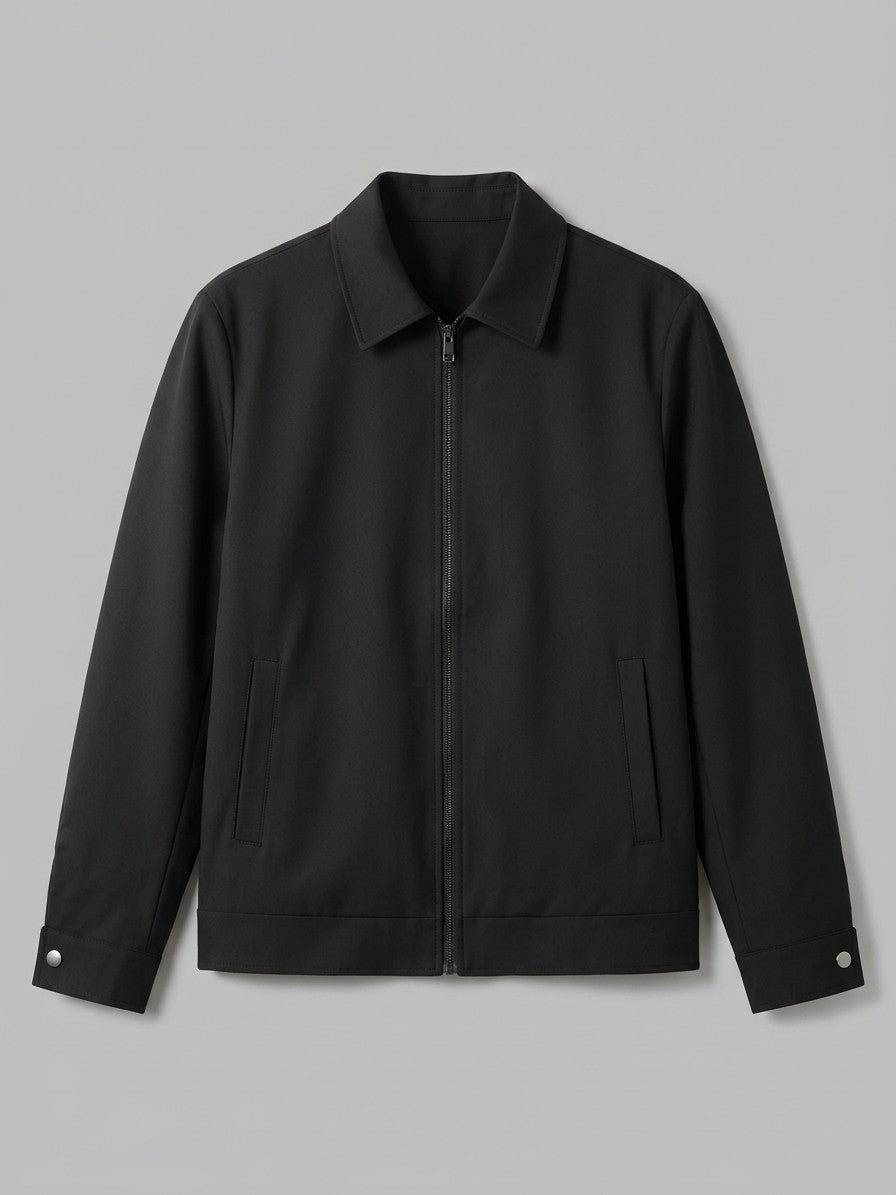 Colorno Men's Check-Lined Shirt-Collar Blouson — black — packshot