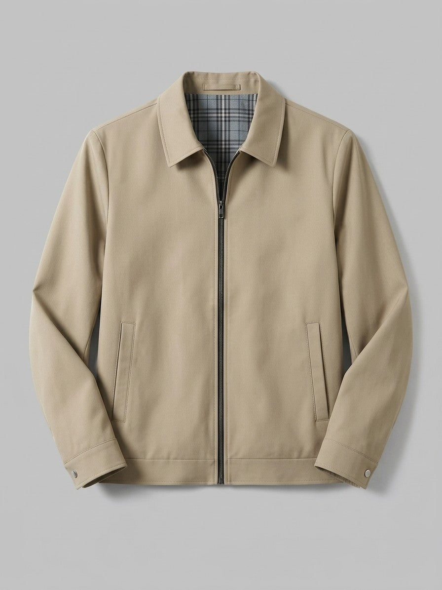 Colorno Men's Check-Lined Shirt-Collar Blouson — khaki — packshot