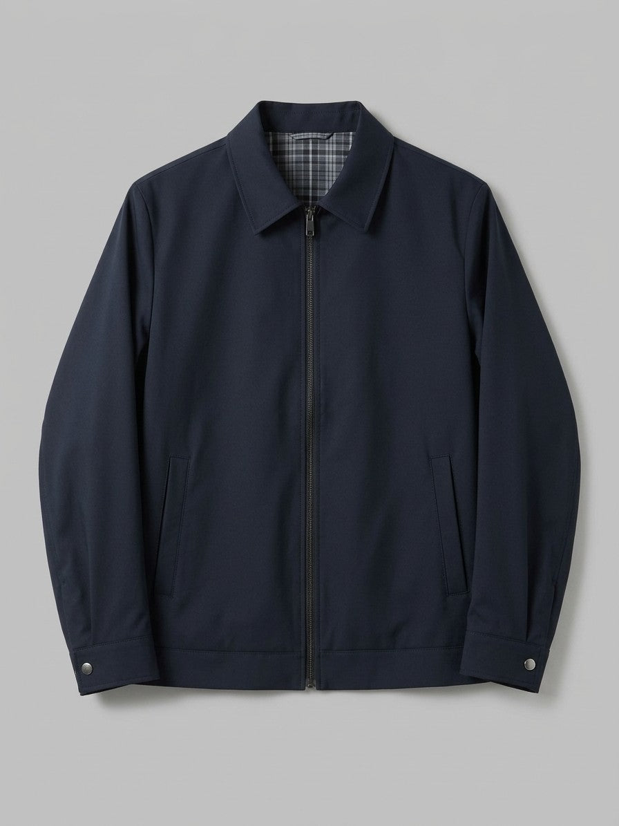 Colorno Men's Check-Lined Shirt-Collar Blouson — midnightnavy — packshot