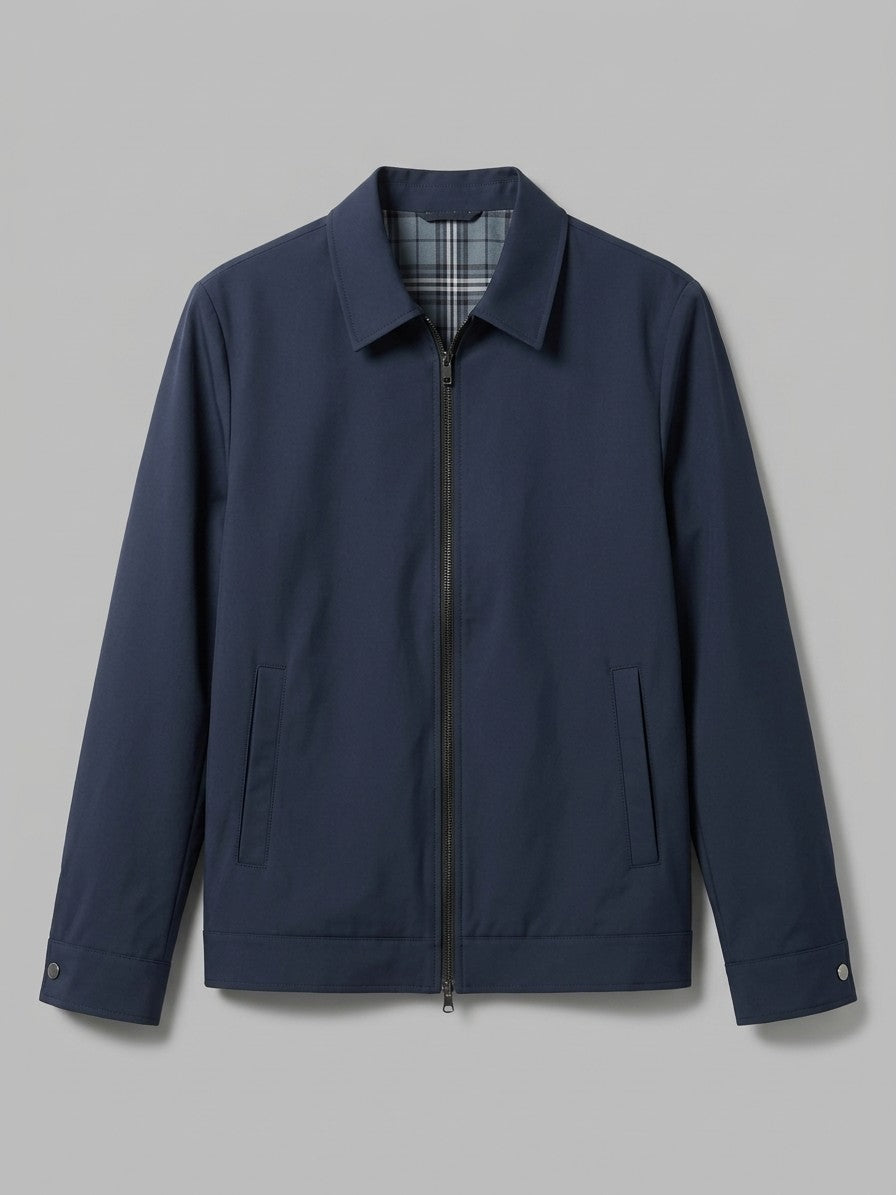 Colorno Men's Check-Lined Shirt-Collar Blouson — navyblue — packshot