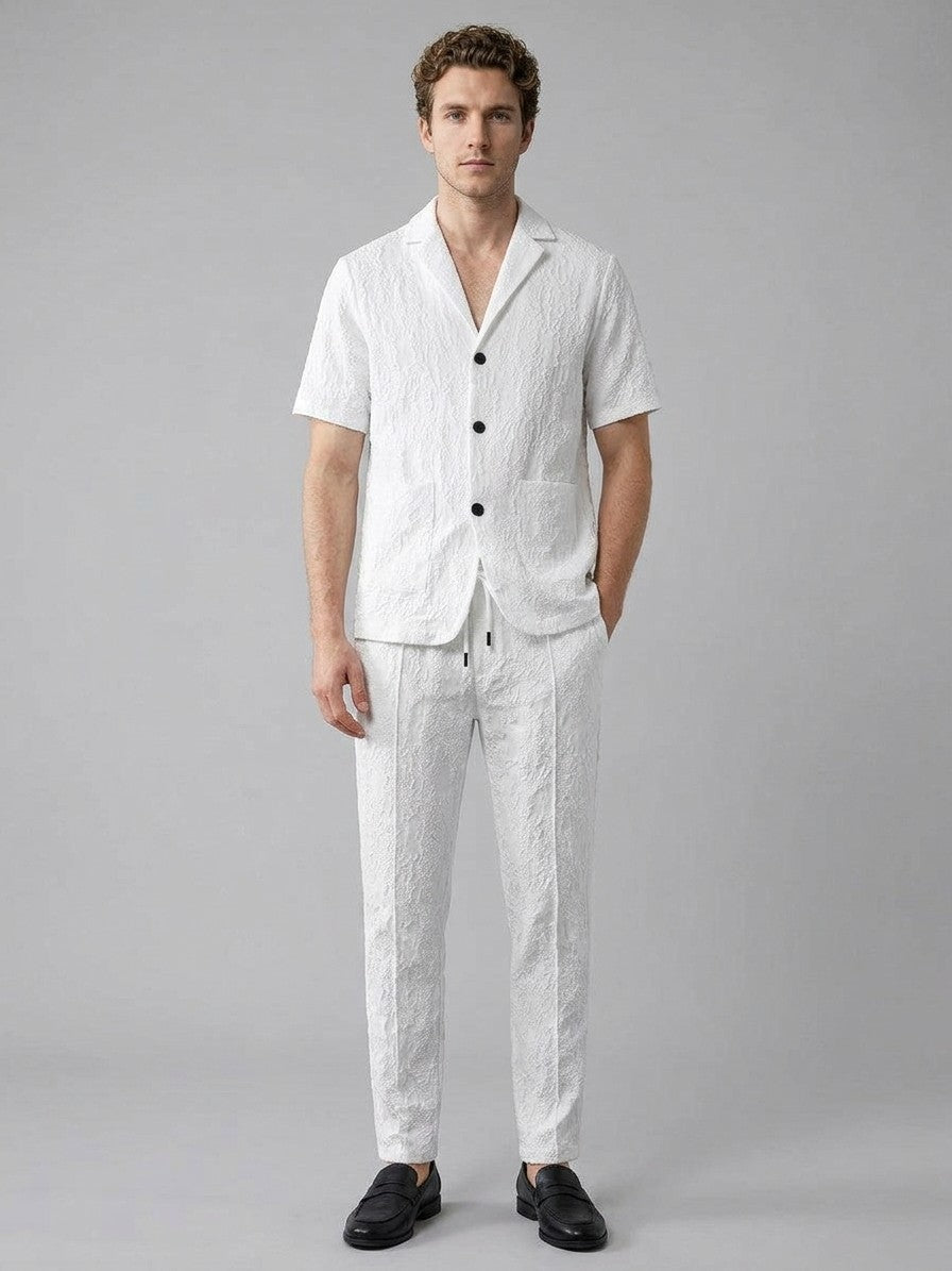 Comacchio Men's Shirt and Trousers Set — white — fullfront