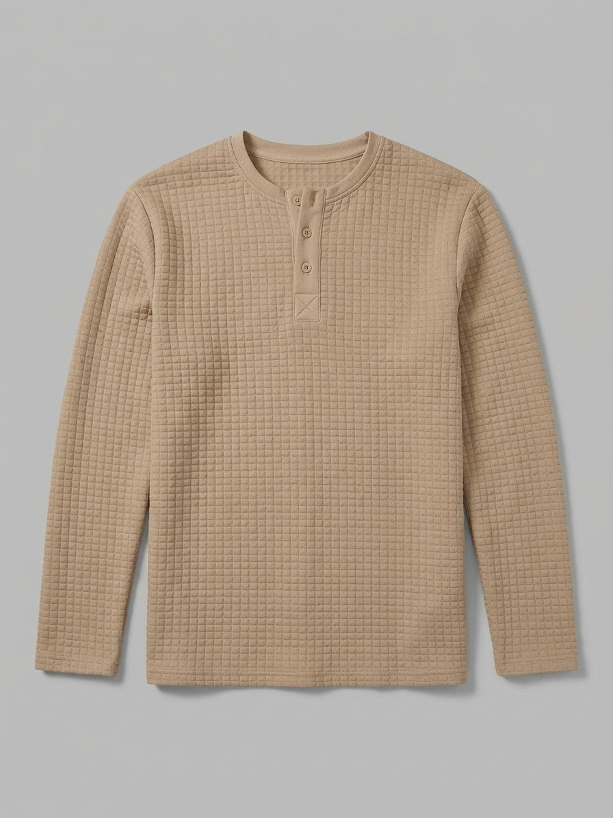 Como Men's Quilted Henley Shirt — khaki — packshot