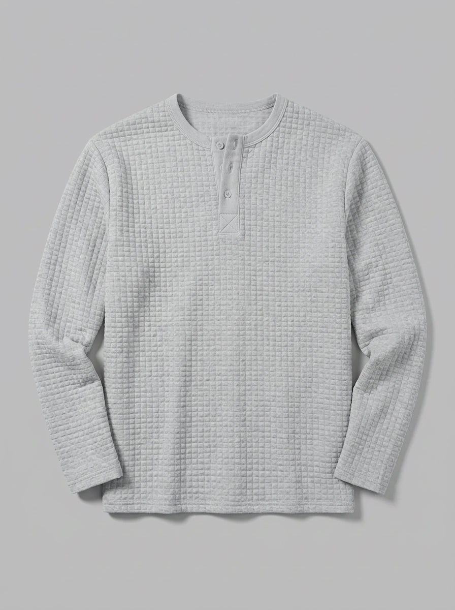 Como Men's Quilted Henley Shirt — lightgray — packshot