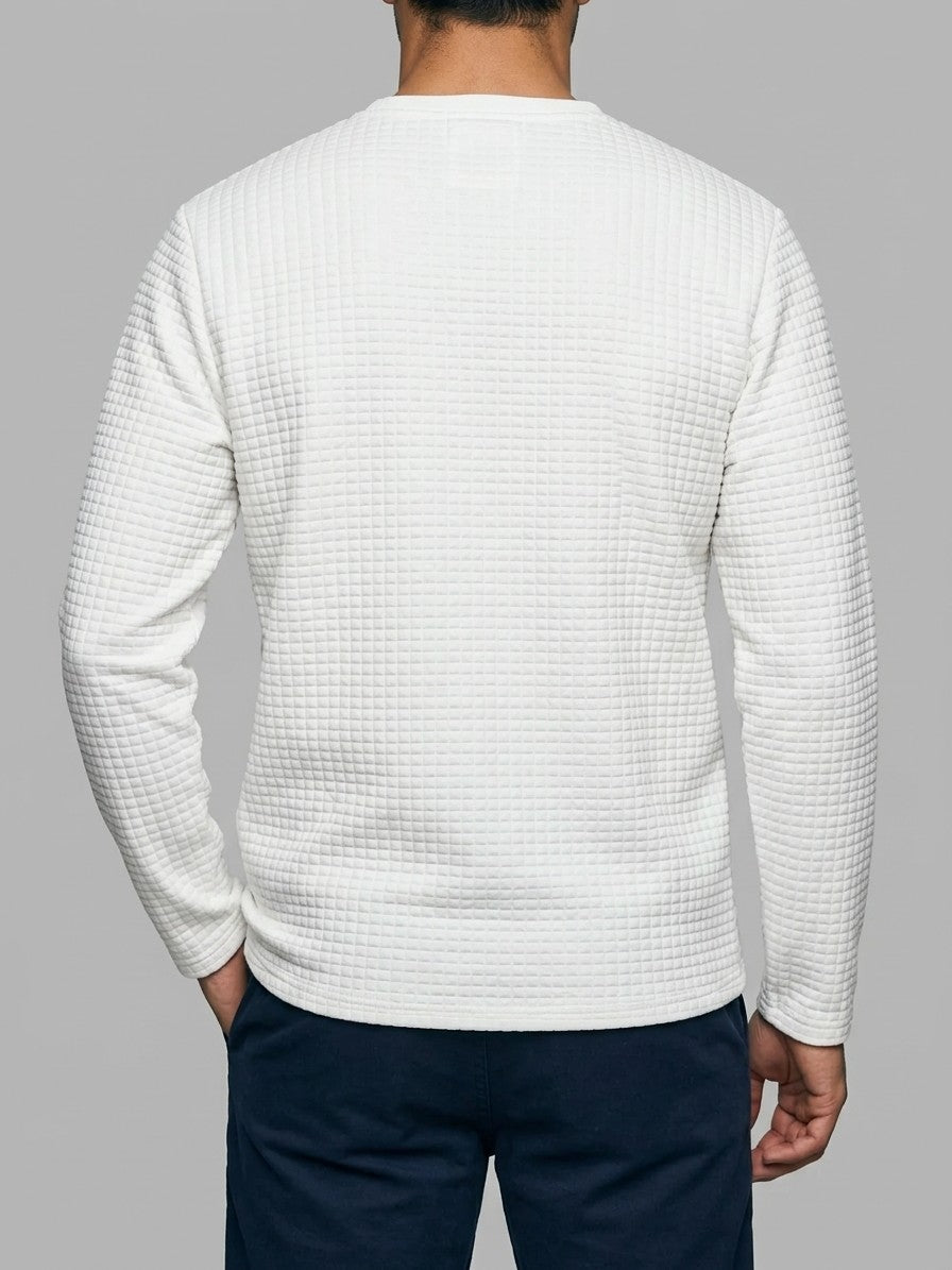 Como Men's Quilted Henley Shirt — white — back