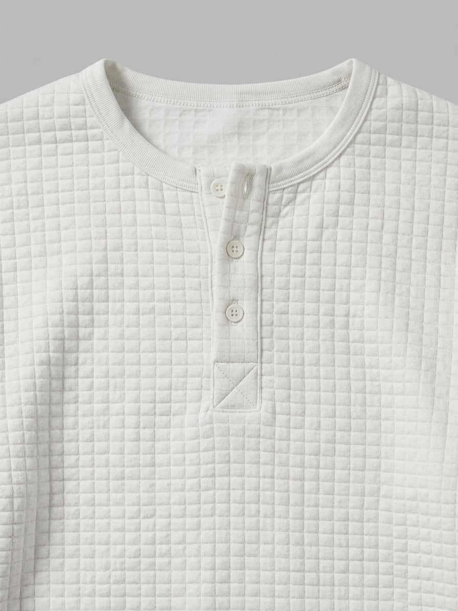 Como Men's Quilted Henley Shirt — white — detail-2