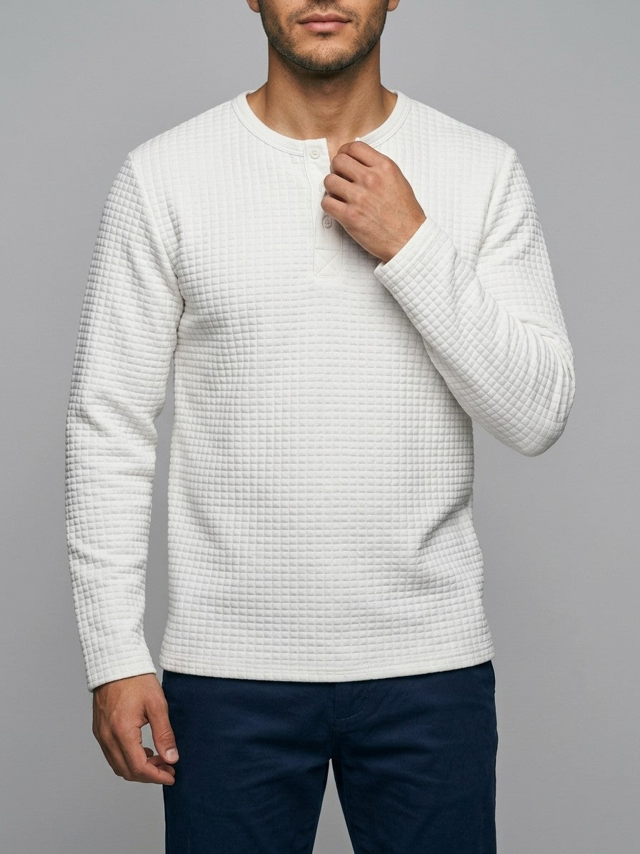 Como Men's Quilted Henley Shirt — white — front