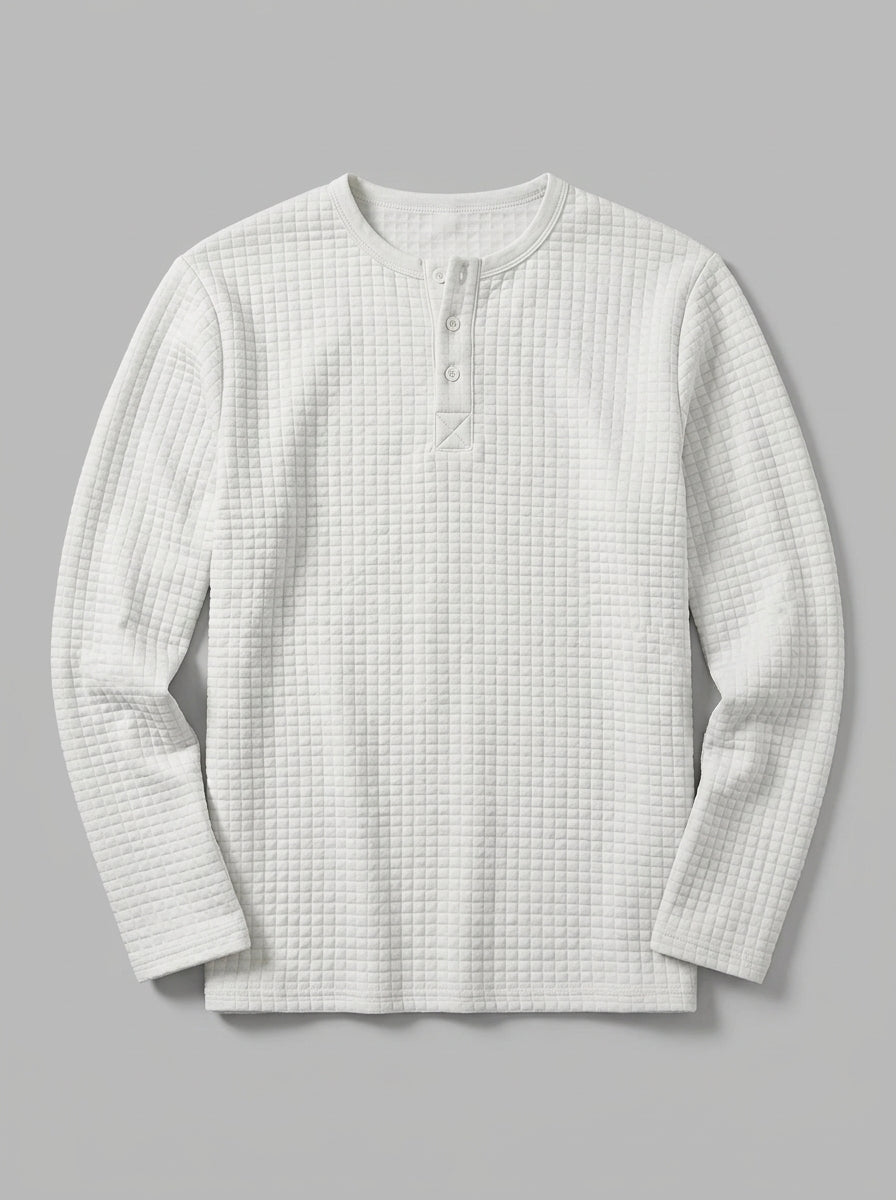 Como Men's Quilted Henley Shirt — white — packshot