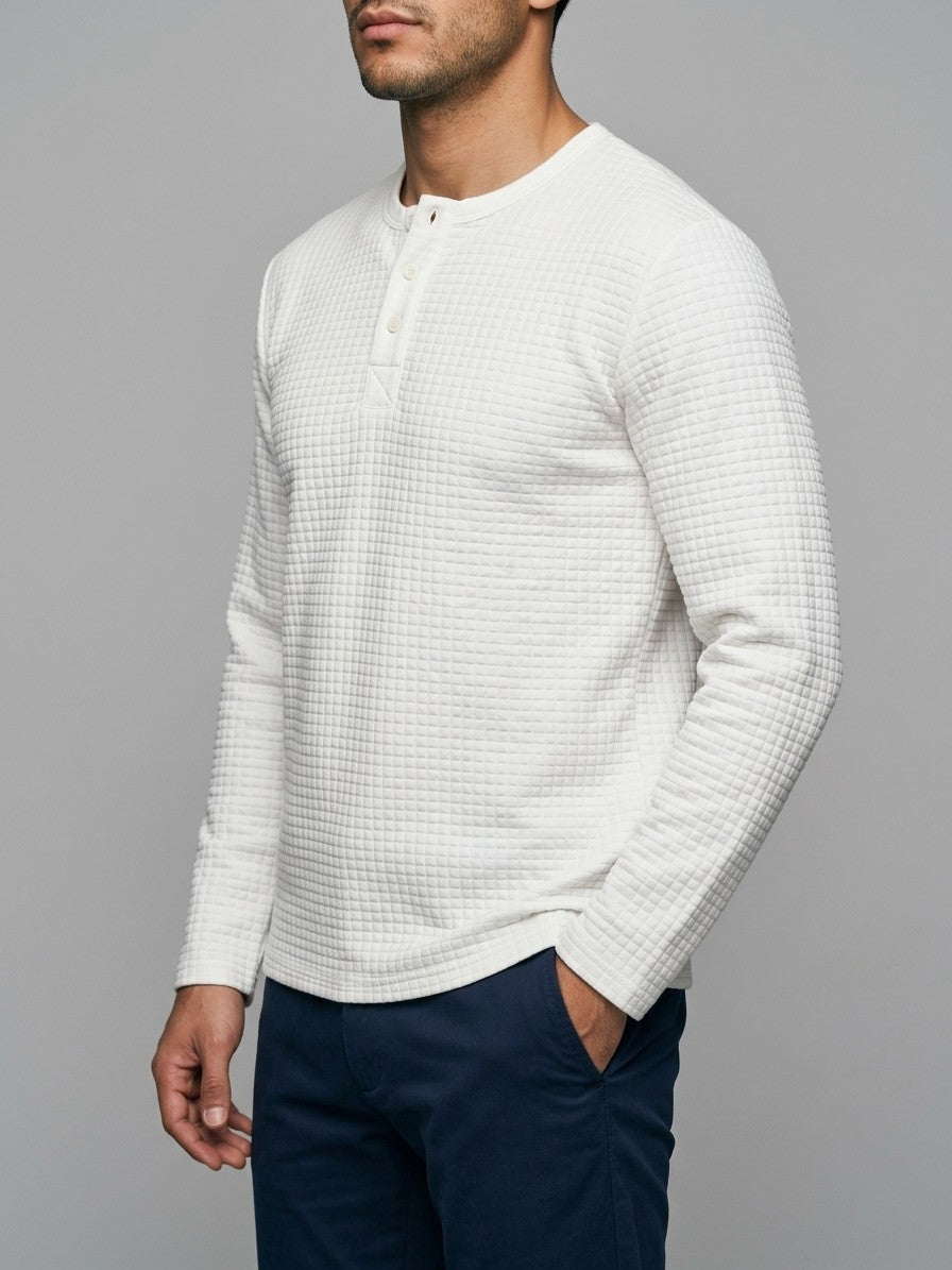 Como Men's Quilted Henley Shirt — white — side