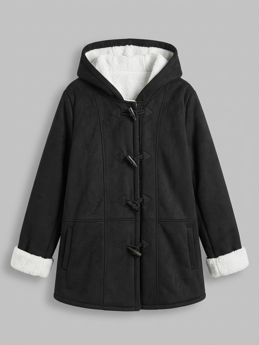 Corciano Women's Hooded Duffle Coat — black — packshot