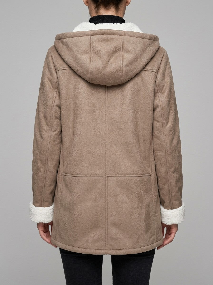 Corciano Women's Hooded Duffle Coat — brown — back
