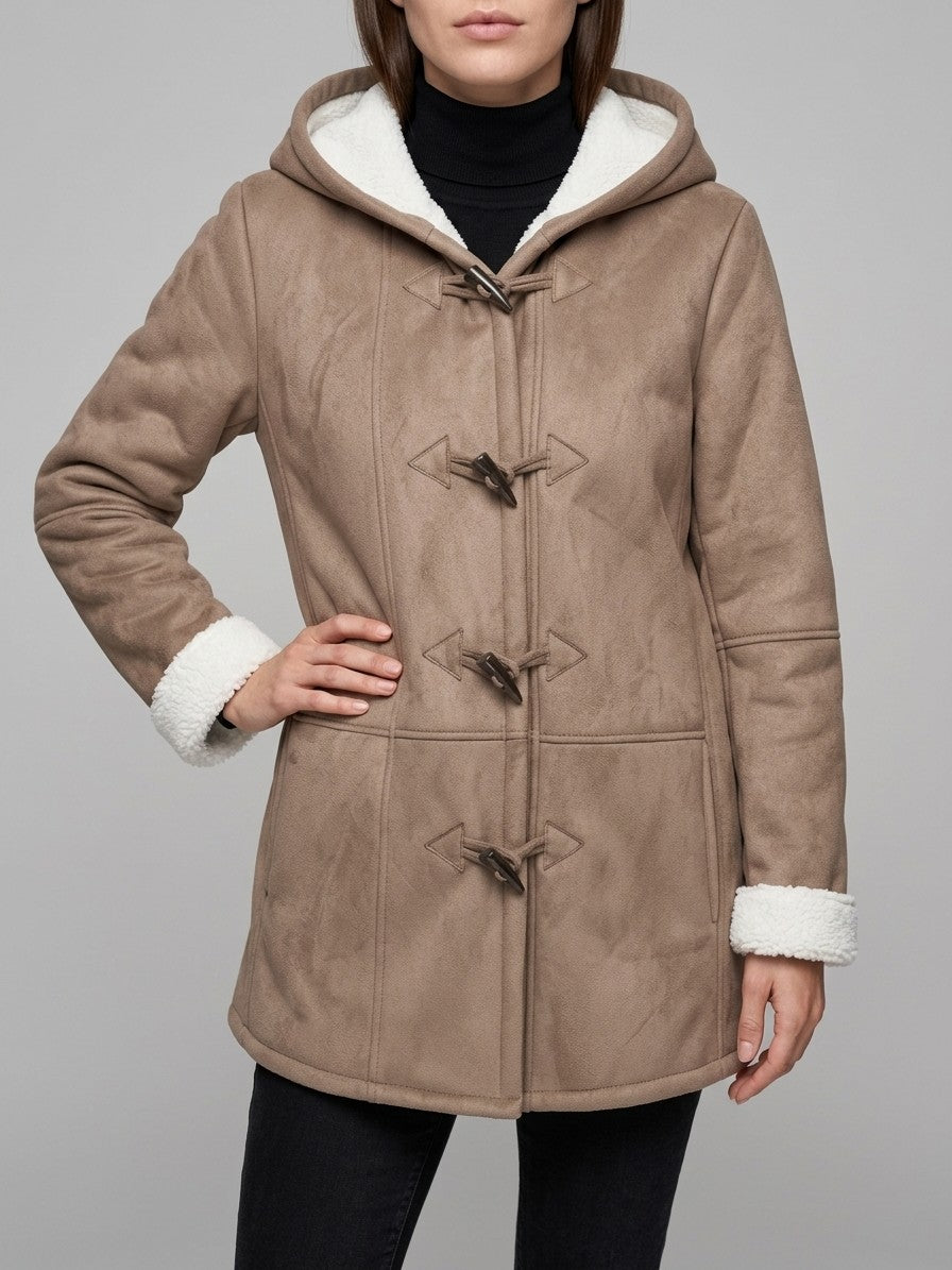 Corciano Women's Hooded Duffle Coat — brown — front