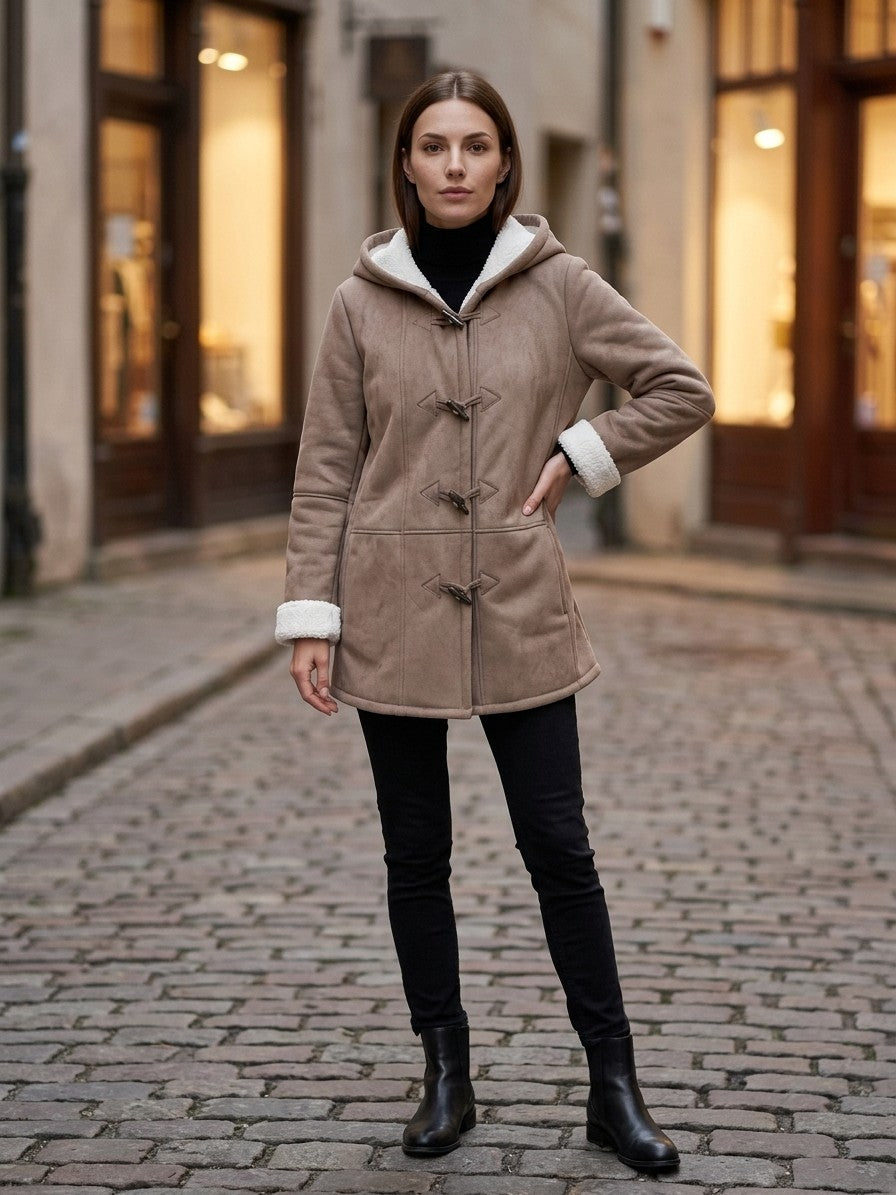 Corciano Women's Hooded Duffle Coat — brown — lifestyle