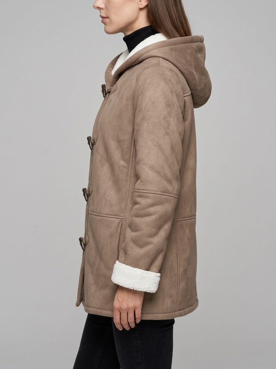 Corciano Women's Hooded Duffle Coat — brown — side