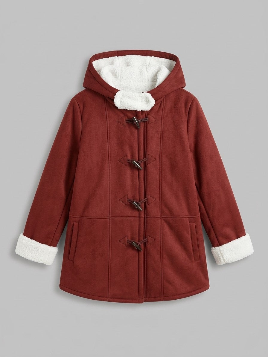 Corciano Women's Hooded Duffle Coat — burgundy — packshot