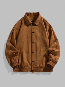 Coreglia Men's Snap-Front Raglan Faux Suede Jacket