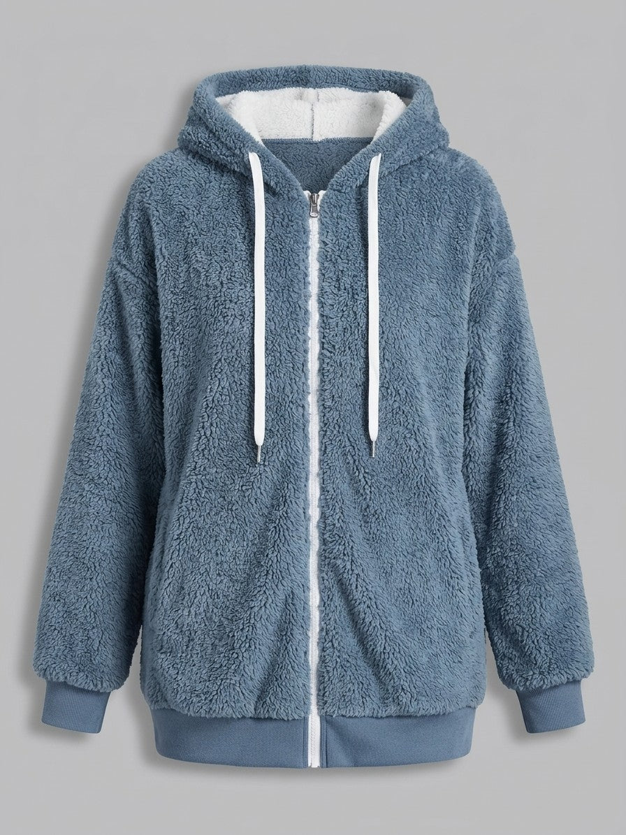 Corniglia Women's Hooded Zip-Up Fleece Jacket — blue — packshot