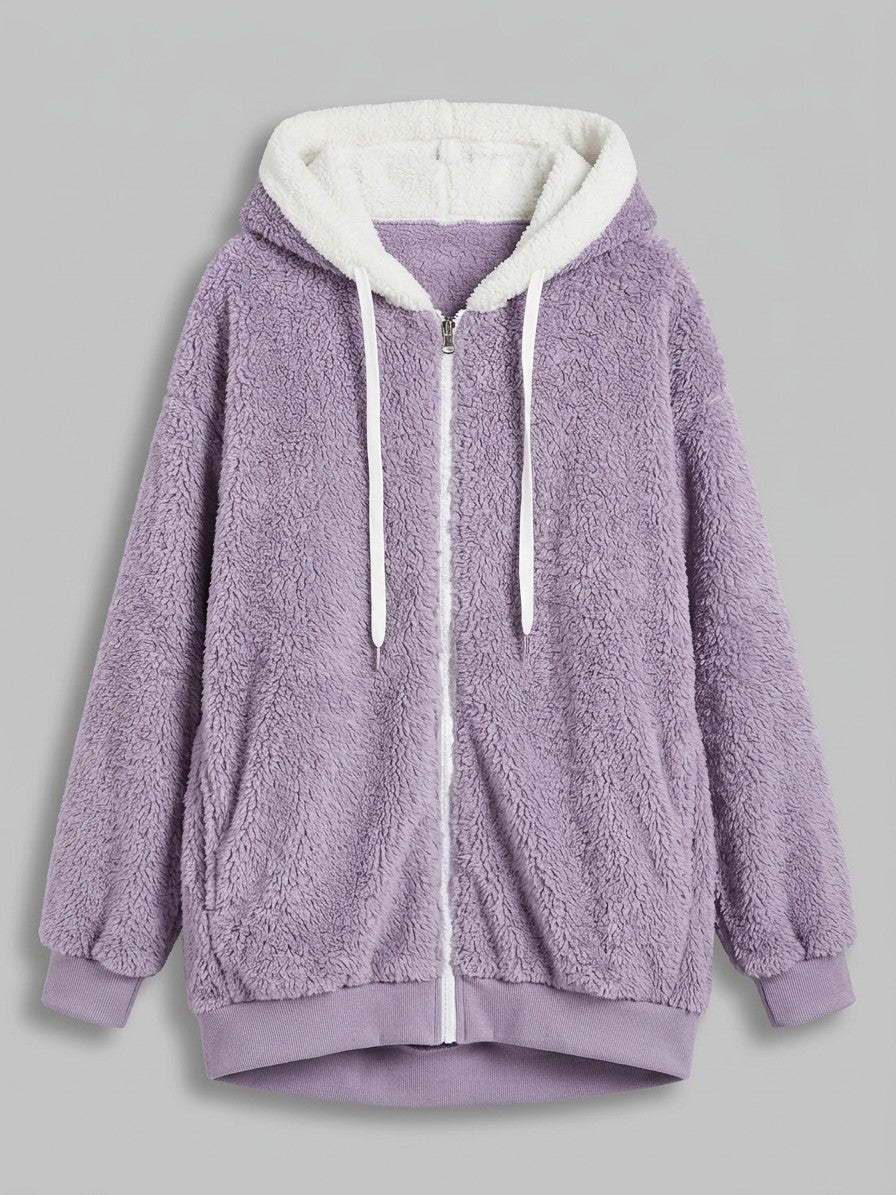 Corniglia Women's Hooded Zip-Up Fleece Jacket — purple — packshot