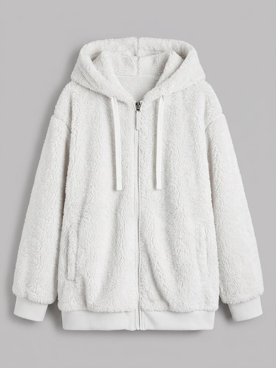 Corniglia Women's Hooded Zip-Up Fleece Jacket — white — packshot