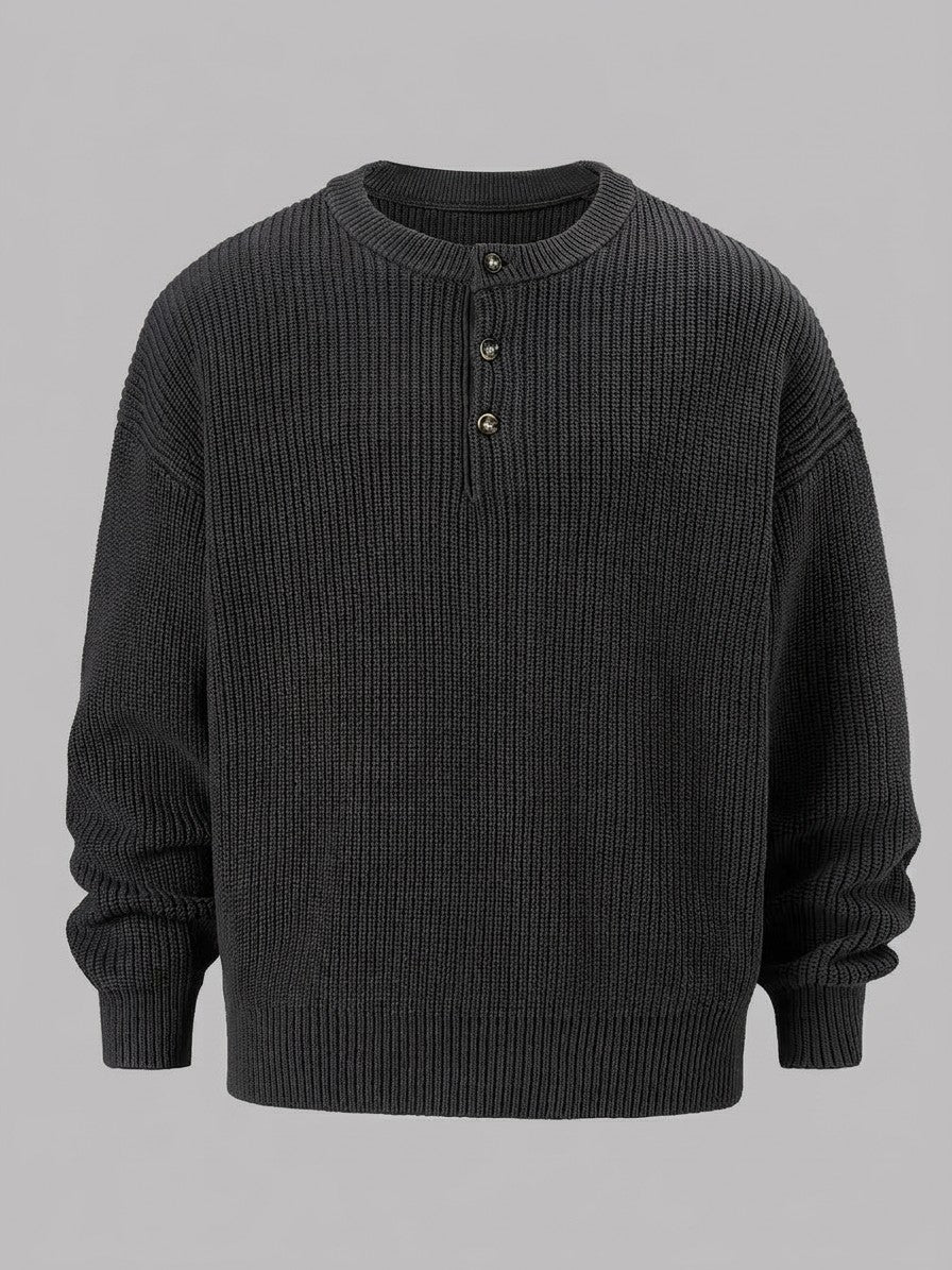 Cortona Men's Cotton Ribbed Sweater — darkgray — packshot
