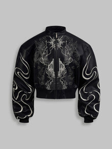 Craco Men's Gothic Embroidered Bomber Jacket